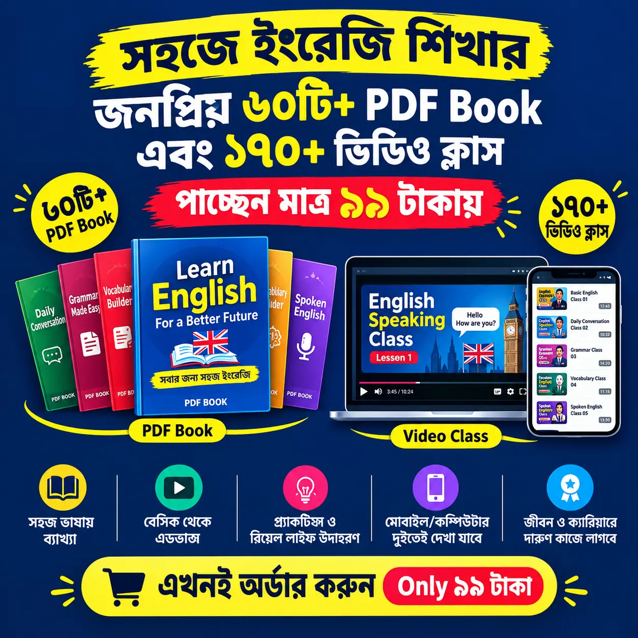 ৬০+ PDF বই ও ১৭০+ ভিডিও ক্লাস